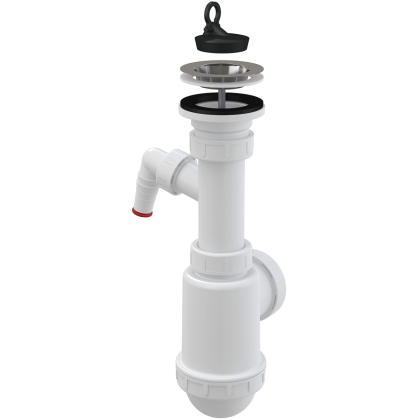 Сифон для мойки с нержавеющей решеткой DN70 и штуцером