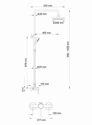 A12202 Душевой комплект со смесителем Wasserkraft