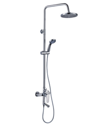 Смеситель Rossinka S35-46 для ванны и душа с регулируемой высотой штанги и лейкой "Тропический дождь"