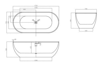 Акриловая ванна Abber 170х80 AB9241MW Акриловая ванна Abber 170х80 AB9241MW
