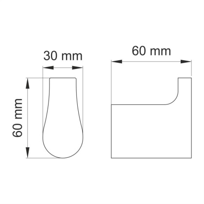 Крючок Elbe, 3х6х6 см, черный, K-7223
