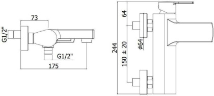 Смеситель для ванны с душем Paffoni Ringo RIN022BO