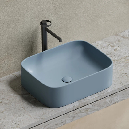 Умывальник чаша накладная прямоугольная (цвет Серо-Голубой Матовый) Element 505*380*150мм