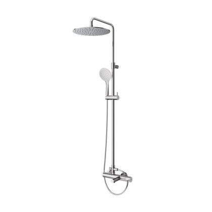 LEAF-CVDA-30-L-ST Душевая стойка телескопическая, с изливом с верхним и ручным душем, верхний душ диаметр 230 мм АБС пластик, исполнение Satinox