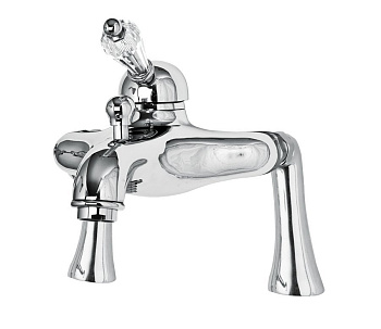 VINTAGE-PBVM-03/24-Sw Смеситель на борт ванной однорычажный в комплекте с ручным душем, золото, Svarovski