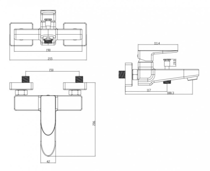 Смеситель для ванны OMNIRES SIENA SN7330CR (хром)  Смеситель для ванны OMNIRES SIENA SN7330CR (хром)