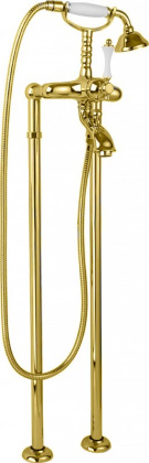 MARGOT-VDP-01-Bi Напольный смеситель для ванны с ручным душем Исполнение: Хром, Ручки: Белая  MARGOT-VDP-01-Bi Напольный смеситель для ванны с ручным душем Исполнение: Хром, Ручки: Белая