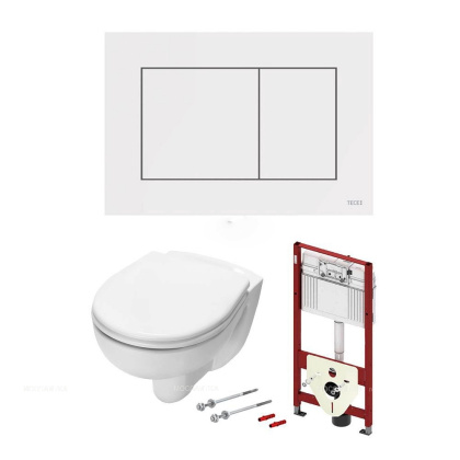 Комплект установки подвесного унитаза: модуль, панель TECEnow белая, унитаз TECE V04