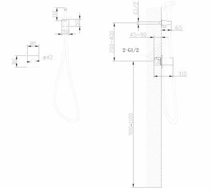 Смеситель ABBER Rund AF8725 с гигиеническим душем, хром