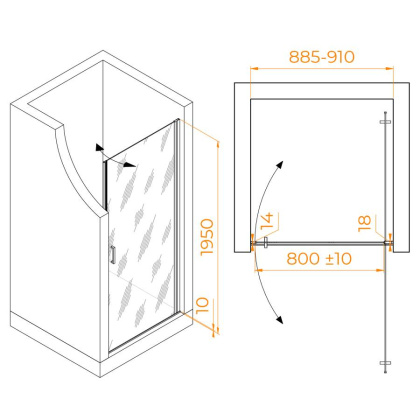 Душевая дверь  90*195 RGW LE-003 Хром/Прозрачное/6 мм
