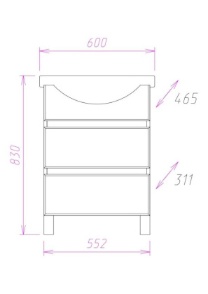 Тумба Onika Элита 60 напольная, штрокс коричневая (ум. Грация 60)