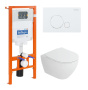 Комплект 4 в 1 Унитаз подвесной Cezares STYLUS-TOR CZR-6601-TH-TOR с сид-ем CZR-2316-SC + Система инст. для унит-в BB002-80 с кн.смыва BB014-SR-BIANCO