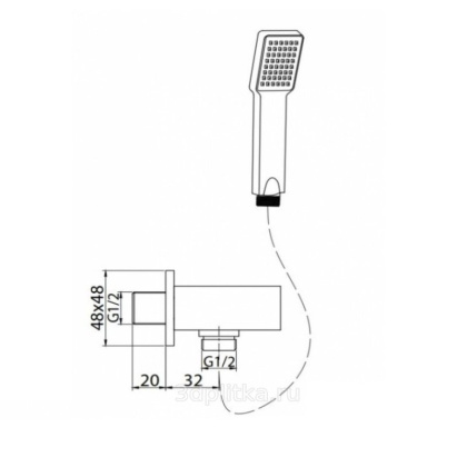 ROMANO Ручной душ со штуцером с держателем, хром ROM-DFS-CRM