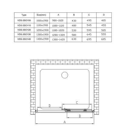 Душевая дверь Soft VDS-3SO140CL, 1400, хром, стекло прозрачное