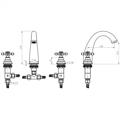 Смеситель для раковины на 3 отверстия_Комплект