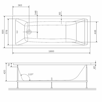 W93A-180-070W-R Gem  каркас для ванны 180х70 см W93A-180-070W-R Gem  каркас для ванны 180х70 см