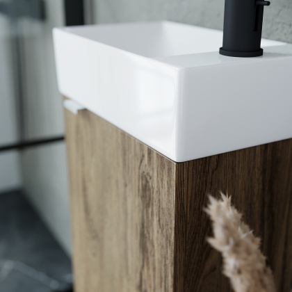 Тумба подвесная SANCOS Mini 355х205х500, с распашной дверцей, внутри 1 полка, дуб чарльстон , арт.MN35ECHR Тумба подвесная SANCOS Mini 355х205х500, с распашной дверцей, внутри 1 полка, дуб чарльстон , арт.MN35ECHR