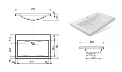 Раковина "Monaco 90 silk" 900х480