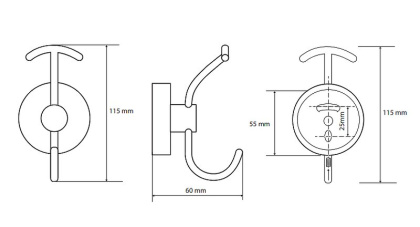 Двойной крючок Bemeta Omega 104105252 Хром
