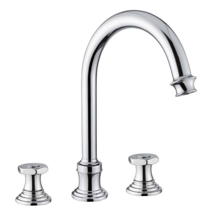 APHRODITE-BLS2-A-01-O Смеситель на раковину на три отверстия, высокий с донным клапаном, исполнение хром, ручки Куб