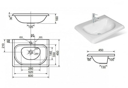 Раковина "Оливия 60" 600х450