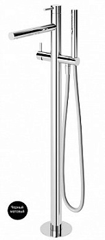 LEAF-VDP-L-NOP Напольный смеситель для ванны и душа однорычажный в комплекте с ручным душем и шлангом, исполнение Чёрный матовый LEAF-VDP-L-NOP Напольный смеситель для ванны и душа однорычажный в комплекте с ручным душем и шлангом, исполнение Чёрный матовый