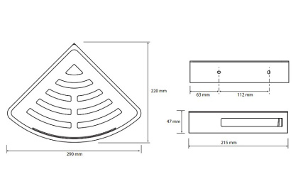 Полка корзина Bemeta Cytro 153102390 угловая, Черная матовая