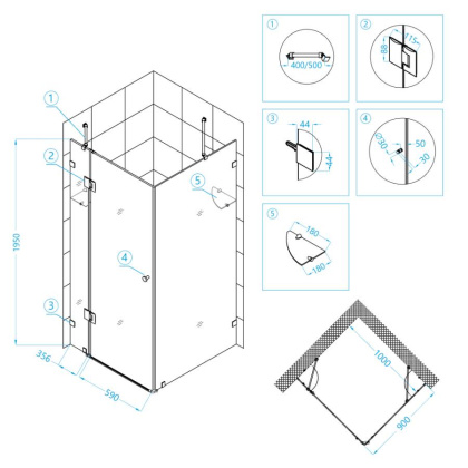 Душевой уголок RGW HO-44, 01064490-11, 90 х 100 x 195 см, дверь распашная, стекло прозрачное, хром Душевой уголок RGW HO-44, 01064490-11, 90 х 100 x 195 см, дверь распашная, стекло прозрачное, хром