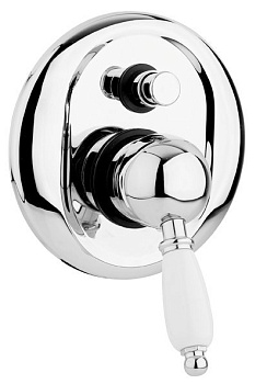 ELITE-VDIM-02-Bi Встраиваемый однорычажный смеситель для душа с переключателем,бронза, ручка белая