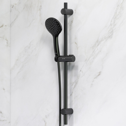 F0190022 Gem душ.комплект: ручн.душ 1 ф-ция d 110 мм, штанга 700, шланг 1 750 мм, Черный, шт.