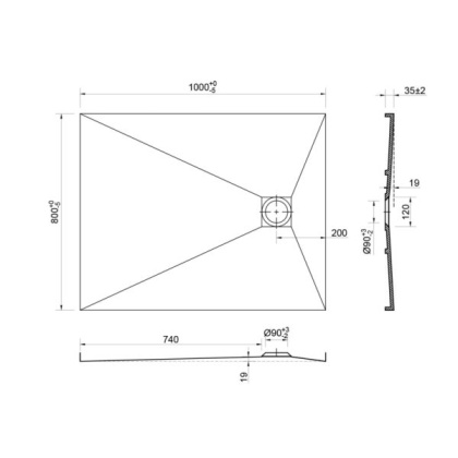 Поддон для душа из искусственного камня VST-2SR8010W, 1000*800*35, белый матовый Поддон для душа из искусственного камня VST-2SR8010W, 1000*800*35, белый матовый