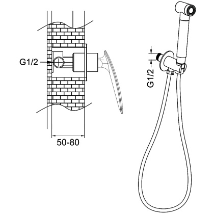 Гигиенический душ со смесителем Rose R1105, хром