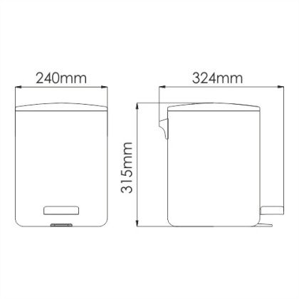 Ведро 9L, 24х31,5х32,4 см, хром, K-649