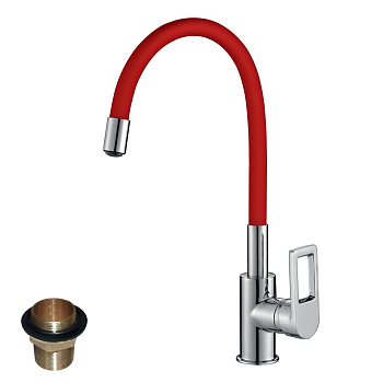 Смеситель Rossinka Z35-35U-Red для кухни с гибким цветным изливом Смеситель Rossinka Z35-35U-Red для кухни с гибким цветным изливом