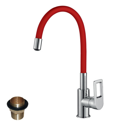 Смеситель Rossinka Z35-35U-Red для кухни с гибким цветным изливом Смеситель Rossinka Z35-35U-Red для кухни с гибким цветным изливом