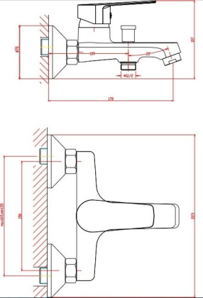 Смеситель для ванны/душа Orange Loop M26-100w с душевым набором