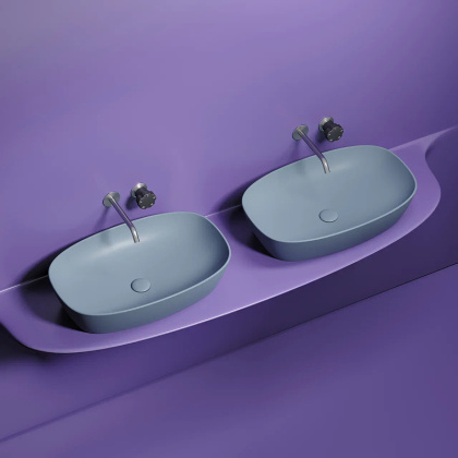 Умывальник чаша накладная овальная (цвет Серо-Голубой Матовый) Element 600*380*138мм