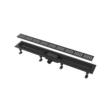 Душевой лоток smart из нержавеющей стали, черный, 75 см