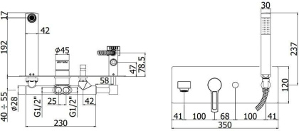 Смеситель для ванны с душем Paffoni Ringo RIN001CR (с внутренней частью)