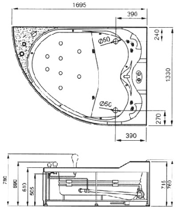 Акриловая ванна Gemy 170х133 G9086 K R Акриловая ванна Gemy 170х133 G9086 K R