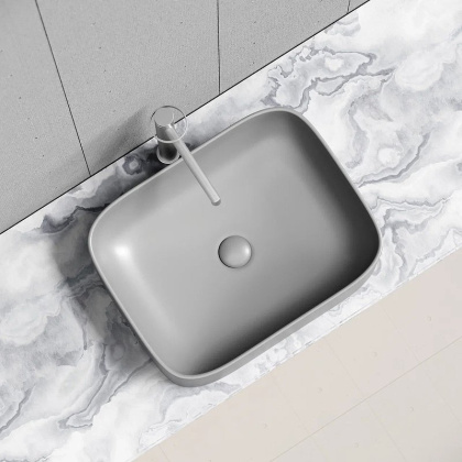 Умывальник чаша накладная прямоугольная (цвет Антрацит Матовый) Element 505*380*150мм