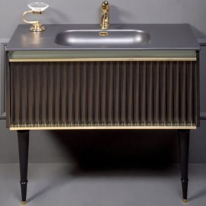 Тумба Canale 100 черная + Золото_Комплект 843-100-BG Boheme