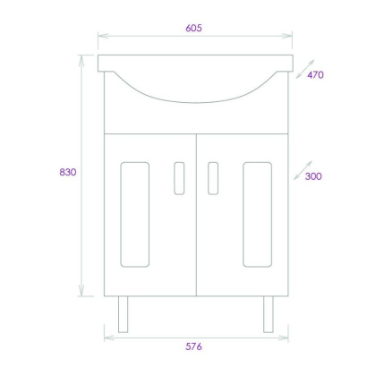 Тумба Onika Кристалл 60 напольная, белая (ум. Байкал 60)