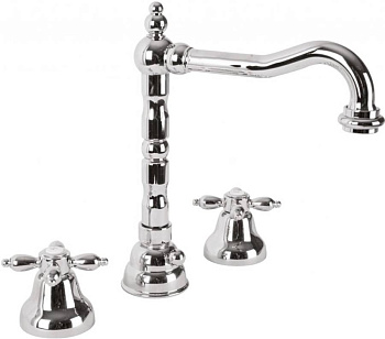 NOSTALGIA-BLS2-03/24 Смеситель для раковины на три отверстия с донным клапаном золото, ручки золото