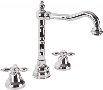 NOSTALGIA-BLS2-03/24 Смеситель для раковины на три отверстия с донным клапаном золото, ручки золото