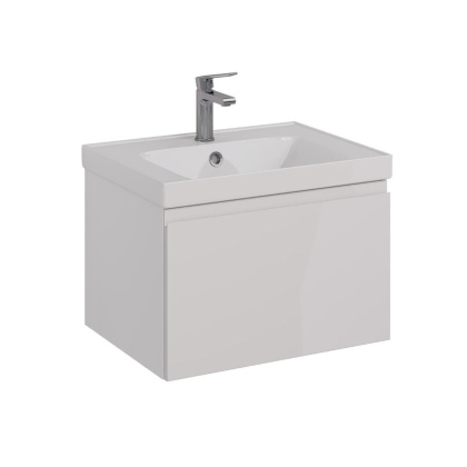 Тумба Lemark VEON MINI 60см под 1 раковину, подвесная,1 ящик, цвет корпуса, фасада: Белый глянец