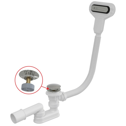 Сифон для ванны CLICK/CLACK с плоским переливом, хром