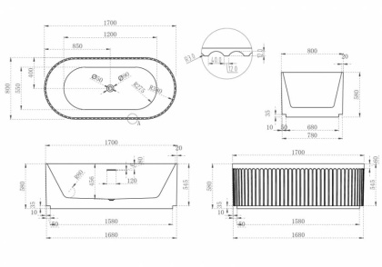 Акриловая ванна Abber 170х80 AB9410-1.7 Акриловая ванна Abber 170х80 AB9410-1.7