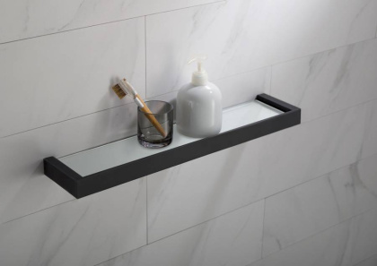 Полка в ванную стеклянная Timo Petruma 15272/03 черный матовый