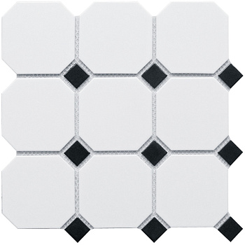 Керамическая мозаика, Octagon big White/Black Matt, Geometry Керамическая мозаика, Octagon big White/Black Matt, Geometry
